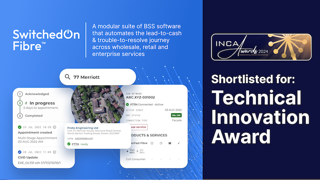 Sonalake's telecom solution, SwitchedOn Fibre, is shortlised for Technical Innovation Award