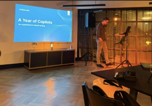 Sonalake's CTO presenting the "A Year of Copilots" presentation